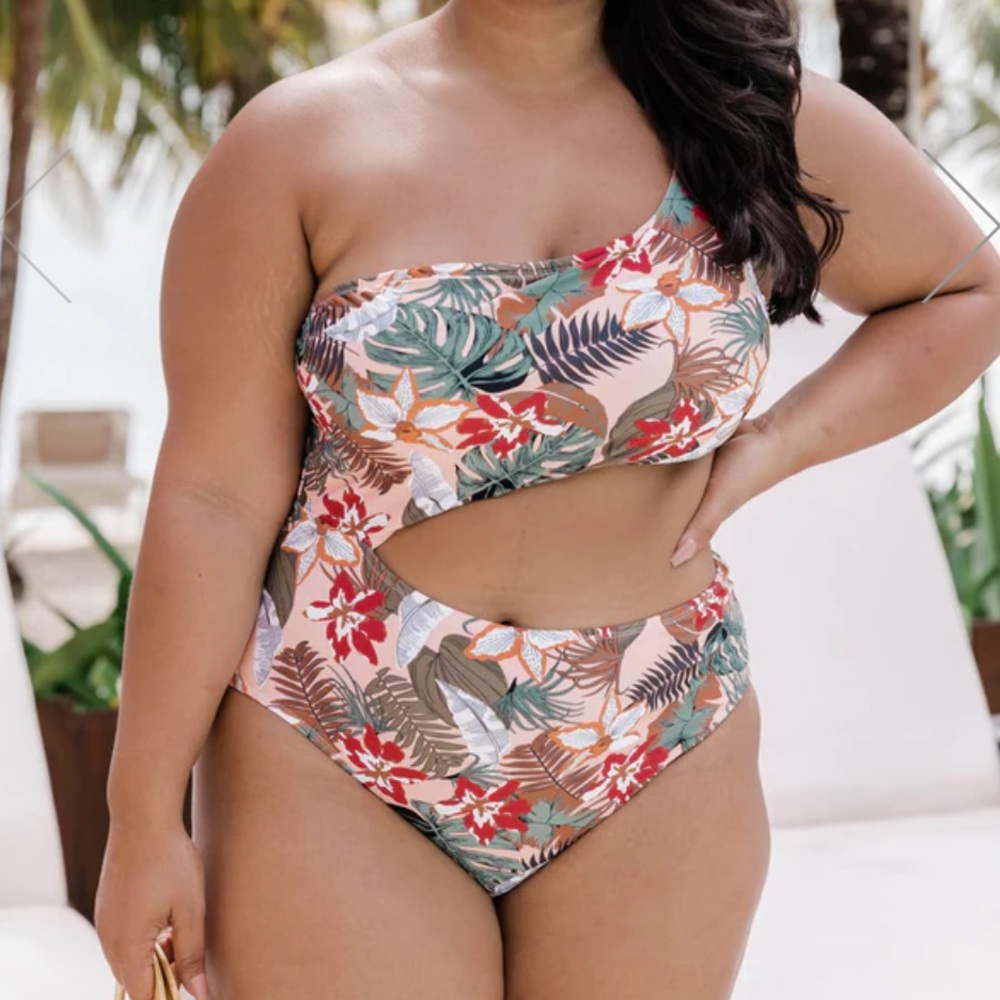 One shoulder cut out one piece swimsuit NWT
